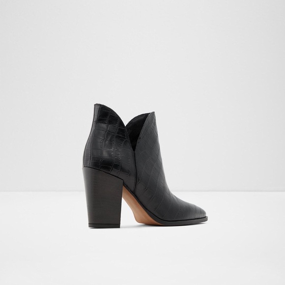 New! Aldo Amodia  Croc Ankle Booties- Block Heel Black- Size 8.5 - Picture 6 of 15